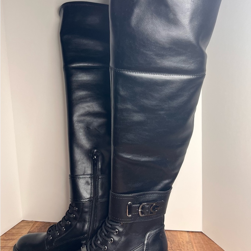 GBG Los Angeles Sleek Black Over the Knee Boots